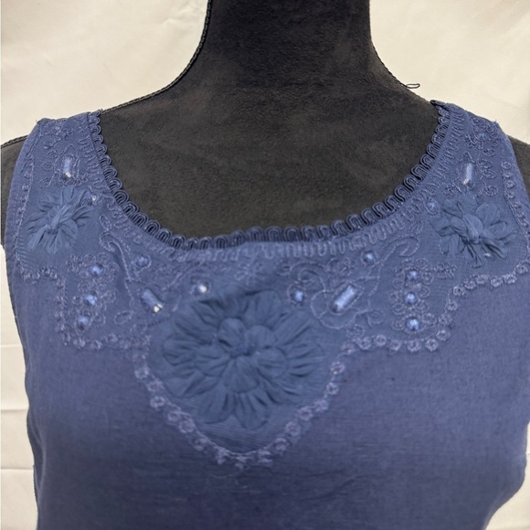 H.O.G Sleeveless Linen Cotton Dress Navy - Picture 5 of 12